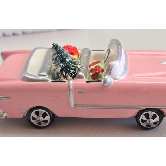 Department 56 Snow Village Christmas Cadillac Handpainted Ceramic Pink Car Decor - Picture 6 of 8